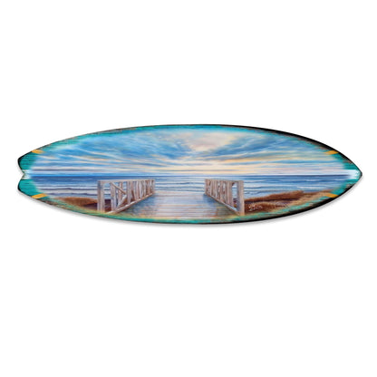 Wooden Pier Surfboard Coastal Wall Art by G. DeBrekht - Coastal Holiday Decor - 8490116HS